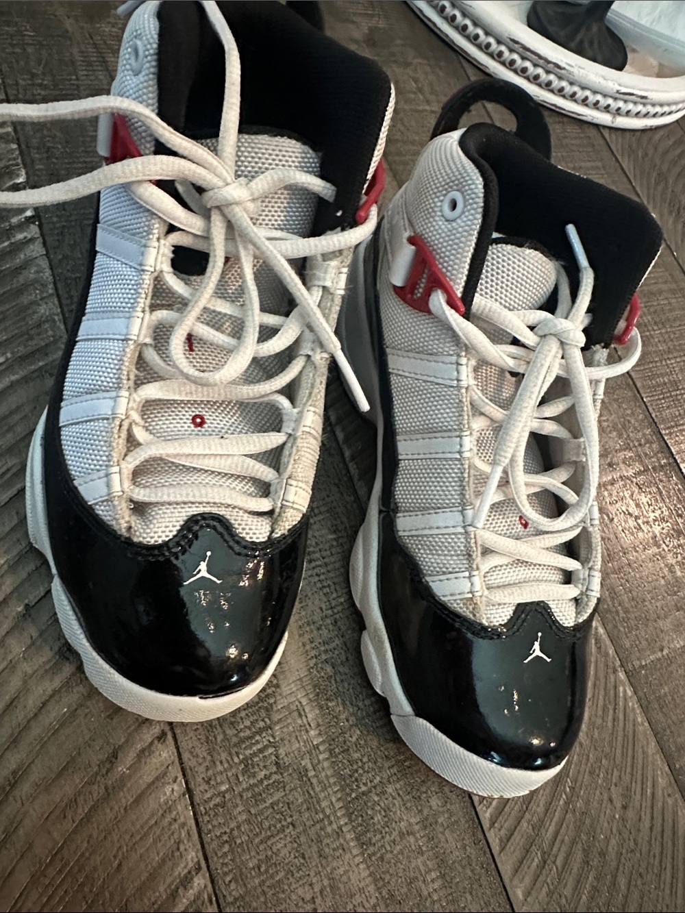 Jordan Kids Black White Red Retro Basketball Sneakers